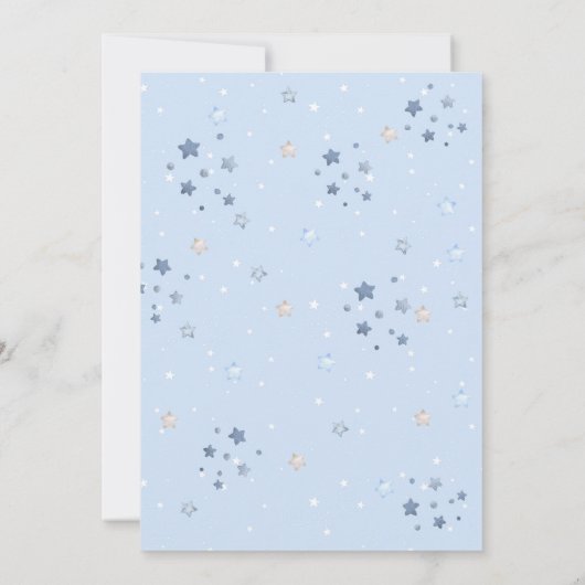 ライトブルーテディベア熱い空気バルーンベビーシャワー 招待状 (裏面)