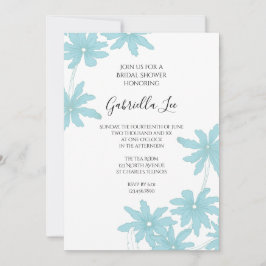 ライトブルーデイジーブライダルシャワー 招待状