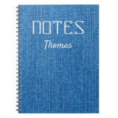ライトブルーデニムジーンズのテクスチャ名パーソナライズされた ノートブック (正面)