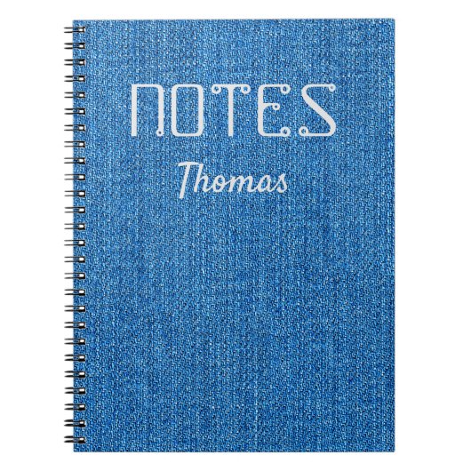 ライトブルーデニムジーンズのテクスチャ名パーソナライズされた ノートブック (正面)