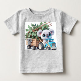 ライトブルートラクターとコアラ ベビーTシャツ