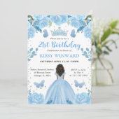 ライトブルードレスダークスキンプリンセス誕生日 招待状 (スタンド正面)