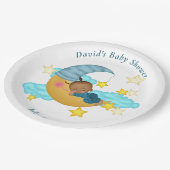 ライトブルーハットベビーオンザムーン紙プレート ペーパープレート (アングル)