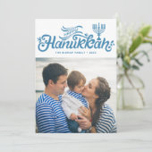 ライトブルーハッピーハヌッカハンドレターフォト シーズンカード (スタンド正面)