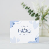 ライトブルーハートをテーマにしたハッピー・ファーザー・デー ポストカード (スタンド正面)
