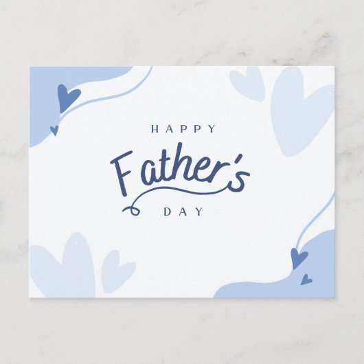 ライトブルーハートをテーマにしたハッピー・ファーザー・デー ポストカード (正面)