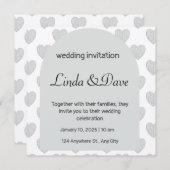 ライトブルーハートパターン結婚式招待状 招待状 (正面/裏面)