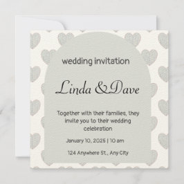 ライトブルーハートパターン結婚式招待状 招待状