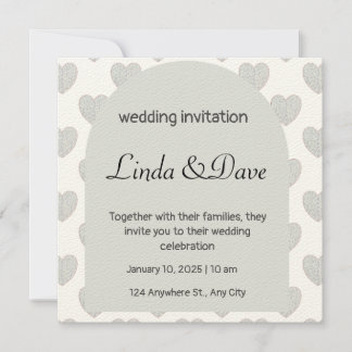 ライトブルーハートパターン結婚式招待状 招待状