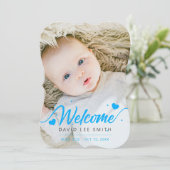 ライトブルーハートベビー誕生写真の発表 案内状 (スタンド正面)