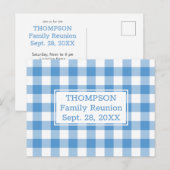 ライトブルーバッファローチェック名ファミリー懇親会パーティー インビテーションポストカード (正面/裏面)