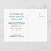 ライトブルーバッファローチェック延期された家族懇親会 案内ポストカード (裏面)