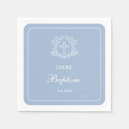 ライトブルーバプテスマのシンプルなフローラルクロス スタンダードカクテルナプキン