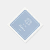 ライトブルーバプテスマのシンプルなフローラルクロス スタンダードカクテルナプキン (角)