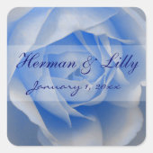 ライトブルーバラパーソナライズされた結婚ズ スクエアシール (正面)