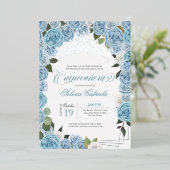 ライトブルーバラプリンセスキンセアニェラティ実在アラ 箔招待状 (立ち正面)