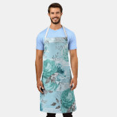 ライトブルーバラレースラグジュリー エプロン (着用した状態)