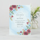 ライトブルーバランダイの優雅な冬の結婚式 招待状 (スタンド正面)