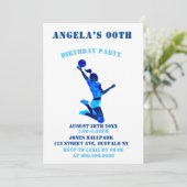 ライトブルーバレーボールバースデーパーティー招待状 (スタンド正面)