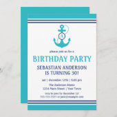 ライトブルーバースデ航海のーパーティー招待状 招待状 (正面/裏面)