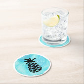 ライトブルーパイナップル ラウンドペーパーコースター (インサイチュ)