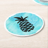ライトブルーパイナップル ラウンドペーパーコースター (アングル)