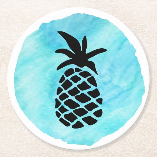 ライトブルーパイナップル ラウンドペーパーコースター (正面)