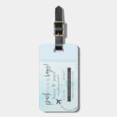 ライトブルーパックあなたバッグ結婚式日付を保存 ラゲッジタグ (正面縦)