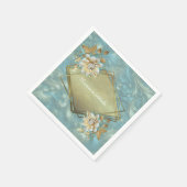 ライトブルーパレットオンザブロンズ金ゴールドBarogueデザイン スタンダードカクテルナプキン (角)