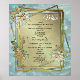 ライトブルーパレットオンザブロンズ金ゴールドBarogueデザイン ポスター