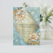 ライトブルーパレットオンザブロンズ金ゴールドBarogueデザイン 出欠カード (スタンド正面)