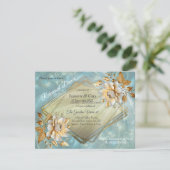 ライトブルーパレットオンザブロンズ金ゴールドBarogueデザイン 招待状 (スタンド正面)