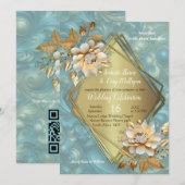 ライトブルーパレットオンザブロンズ金ゴールドBarogueデザイン 招待状 (正面/裏面)