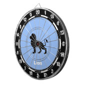 ライトブルーパーソナライズされたのライオンシルエット ダーツボード (正面右)