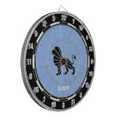 ライトブルーパーソナライズされたのライオンシルエット ダーツボード (正面左)