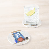 ライトブルーパーソナライズされたオレンジバスケットボールジャージー コースター (側面)