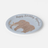 ライトブルーパーソナライズされたブラウンウールマンモス ペーパープレート (アングル)