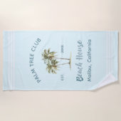 ライトブルーパームツリーズシーモダンサイドコテージ ビーチタオル (正面)