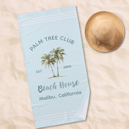 ライトブルーパームツリーズシーモダンサイドコテージ ビーチタオル