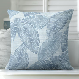 ライトブルーパームリーフ装飾用クッション クッション