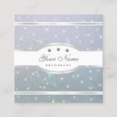 ライトブルーパールグリッター発光きらめく星 スクエア名刺 (正面)