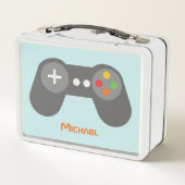 ライトブルービデオゲームコントローラ メタルランチボックス (裏面)