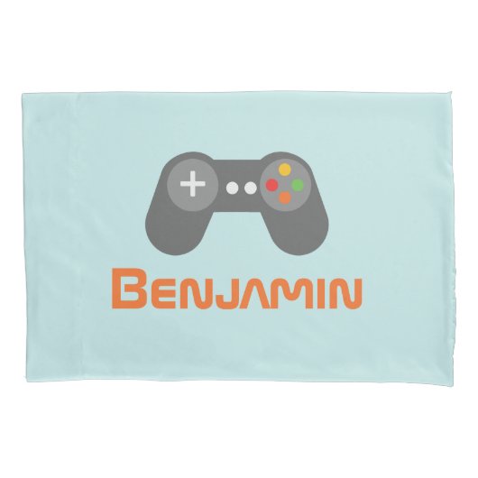 ライトブルービデオゲームコントローラ 枕カバー (正面)