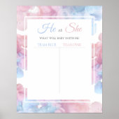 ライトブルーピンクの煙のベビー性別が投票を明らかにする ポスター (正面)