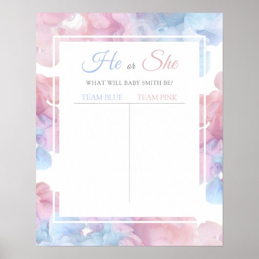 ライトブルーピンクの煙のベビー性別が投票を明らかにする ポスター (正面)