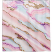 ライトブルーピンクアゲートマーブルコレクシモダンョン シャワーカーテン (正面)