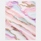 ライトブルーピンクアゲートマーブルコレクシモダンョン フリースブランケット (正面)