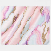 ライトブルーピンクアゲートマーブルコレクシモダンョン フリースブランケット (正面(横))