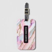 ライトブルーピンクアゲートマーブルコレクシモダンョン ラゲッジタグ (正面縦)