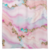 ライトブルーピンクアゲートマーブルコレクシ人気があるョン シャワーカーテン (正面)